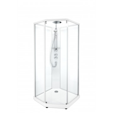 Душевая кабина IDO Showerama 10-5 Comfort  558.201.301 пятиугольная 900х900 мм профиль белый прозрачное стекло